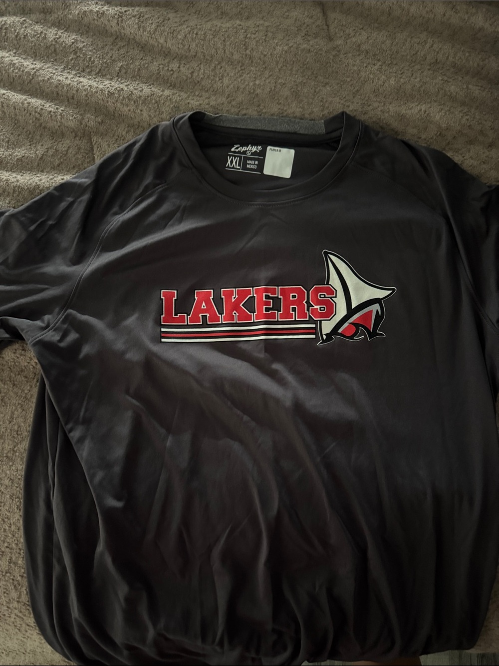 Zephyr Black Long Sleeve Lakers Graphic Tee with Red Accent